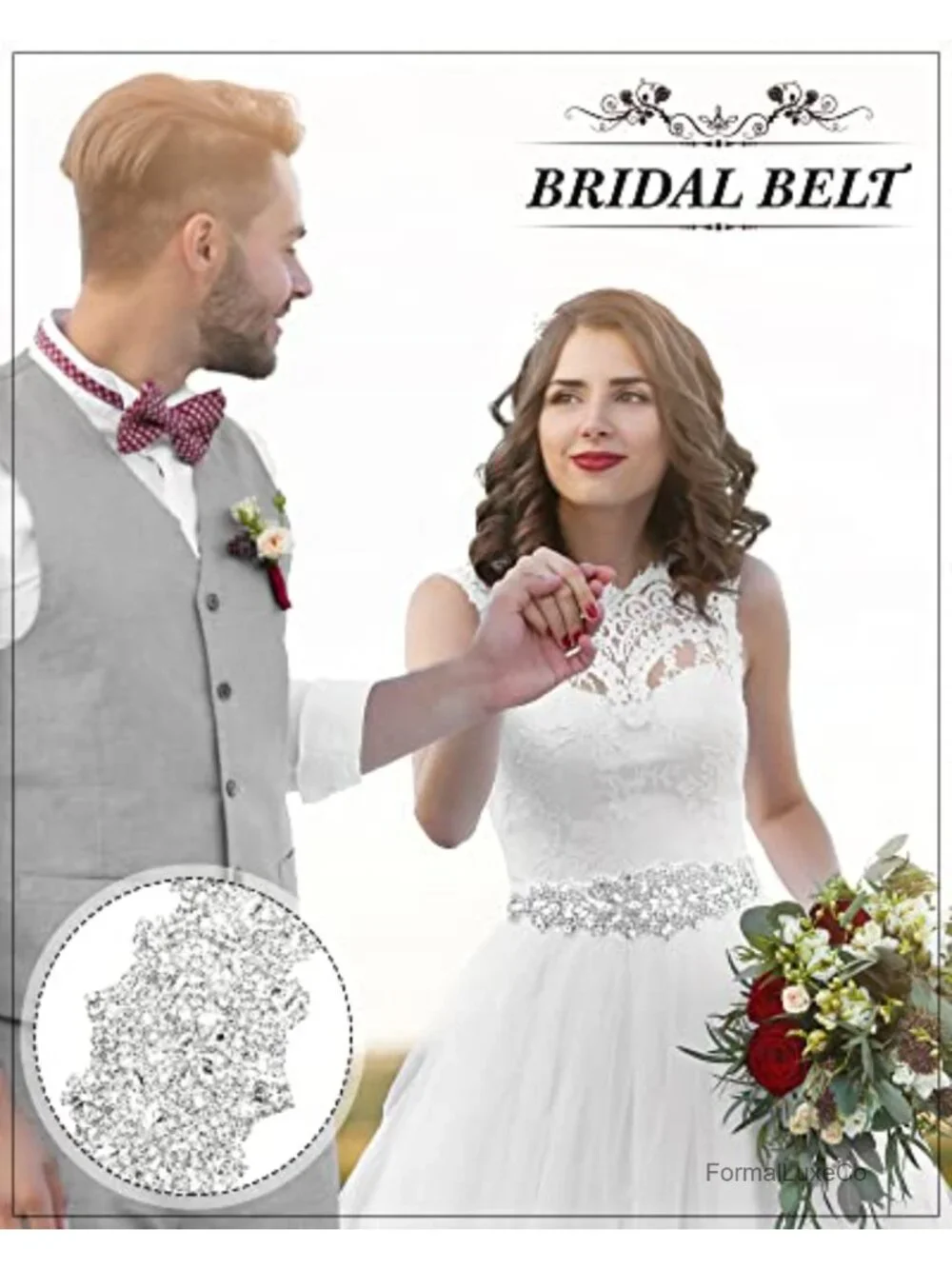 Rhinestone Bridal Wedding Sash Belts Set of 3 Crystal Belts for Formal Evening